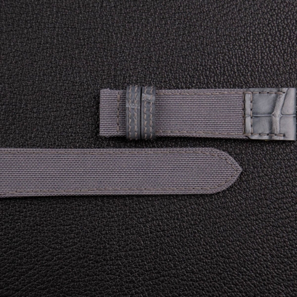 Grey Canvas mix Alligator Watch Strap - Image 6