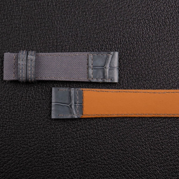 Grey Canvas mix Alligator Watch Strap - Image 7