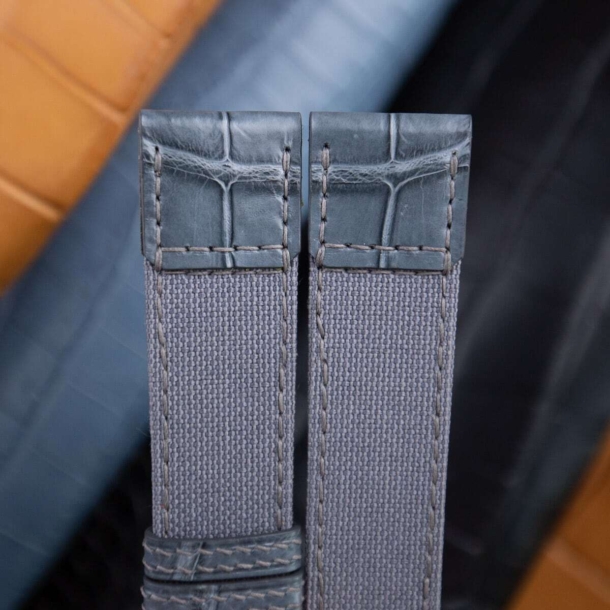 Grey Canvas mix Alligator Watch Strap - Image 4