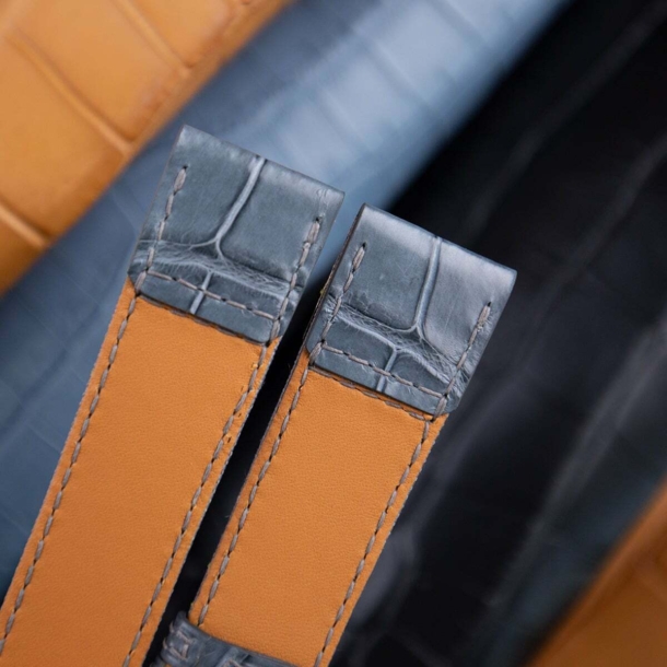 Grey Canvas mix Alligator Watch Strap - Image 2