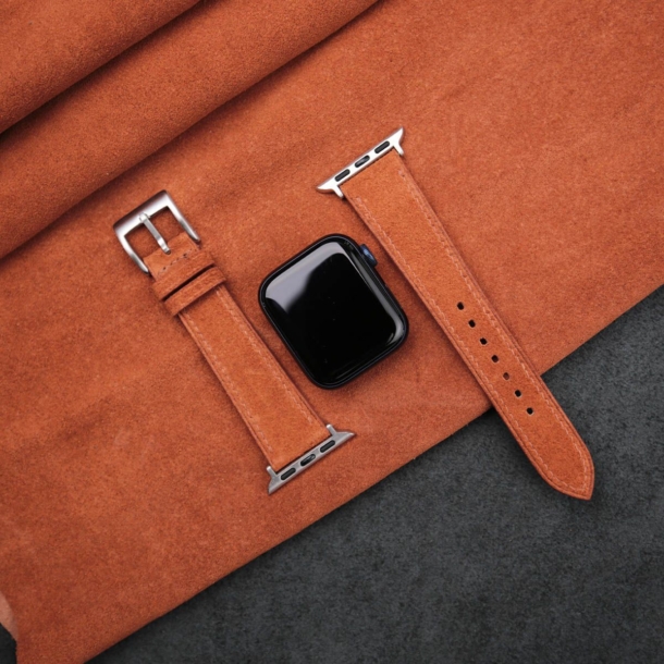 Burnt Orange Suede Leather Apple Watch Band - Image 3