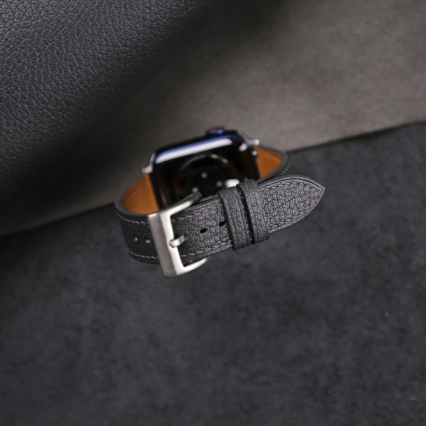 Dark Grey Alran Chevre Sully Leather Apple Watch Band - Image 2