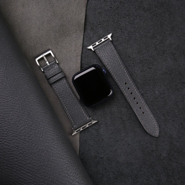 Dark Grey Alran Chevre Sully Leather Apple Watch Band - Image 3