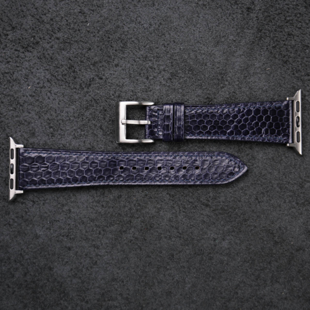 Navy Snake Sea Leather Apple Watch Band - Image 4