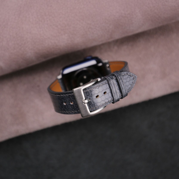 Grey Snake Sea Leather Apple Watch Band - Image 2