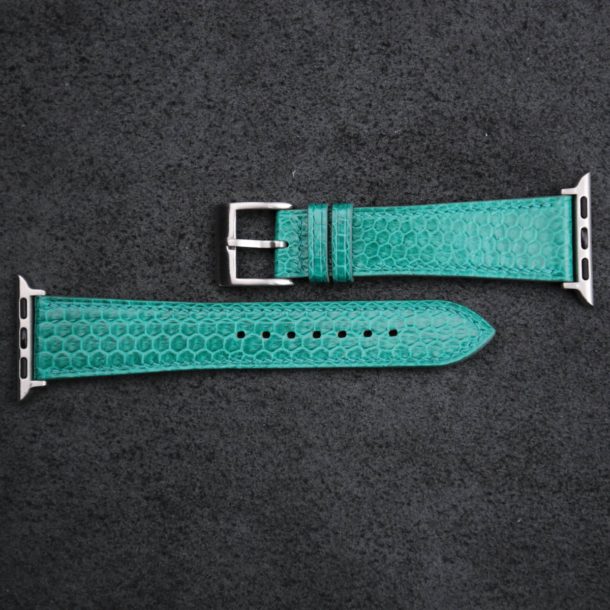 Green Snake Sea Leather Apple Watch Band 4 Green Snake Sea Leather Apple Watch Band - Image 4