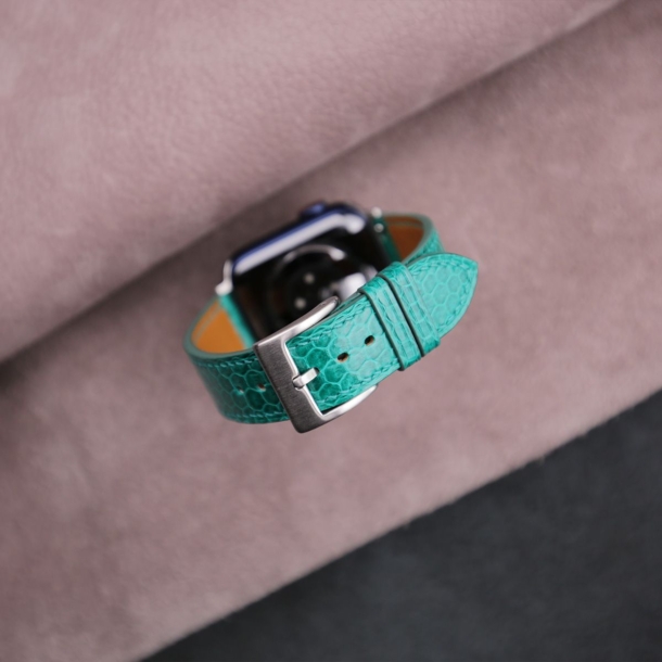Green Snake Sea Leather Apple Watch Band 2 Green Snake Sea Leather Apple Watch Band - Image 2