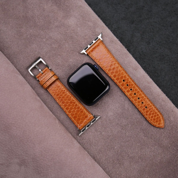 Cognac Snake Sea Leather Apple Watch Band - Image 3