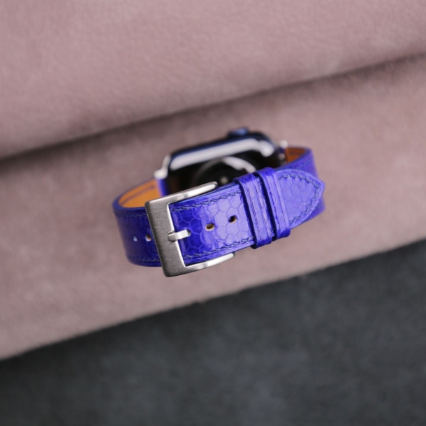 Blue Snake Sea Leather Apple Watch Band - Image 2