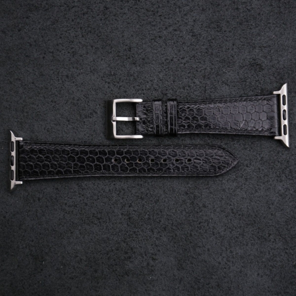 Black Snake Sea Leather Apple Watch Band - Image 4