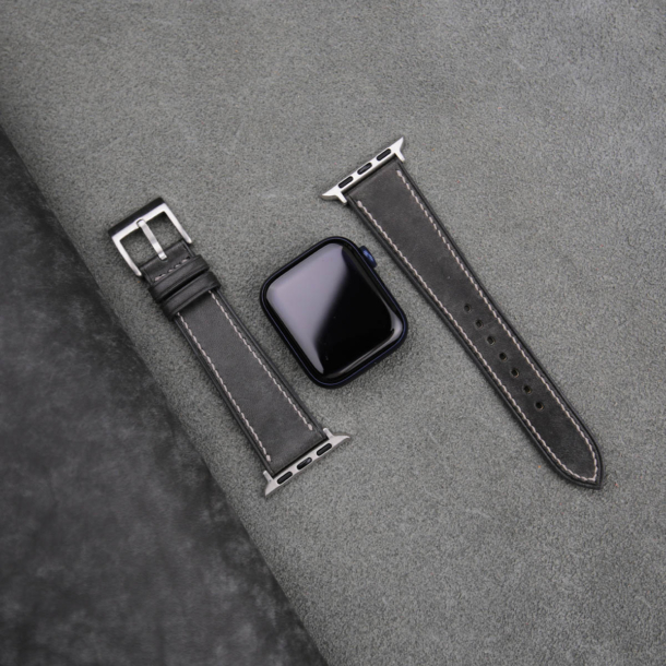 Black Maya Leather Apple Watch Band - Image 3