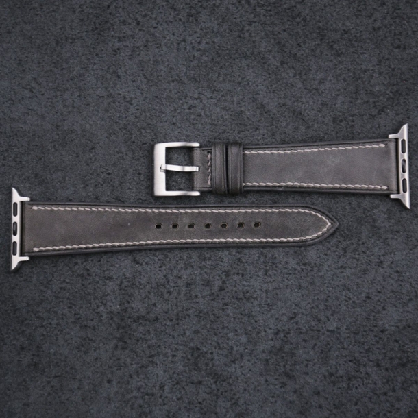 Black Maya Leather Apple Watch Band - Image 4