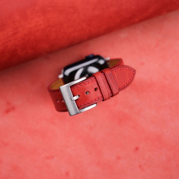 Red Maya Leather Apple Watch Band - Image 2
