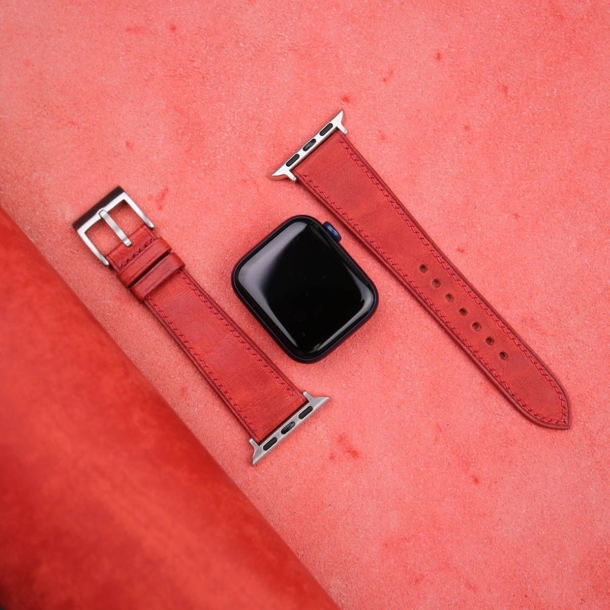 Red Maya Leather Apple Watch Band - Image 3