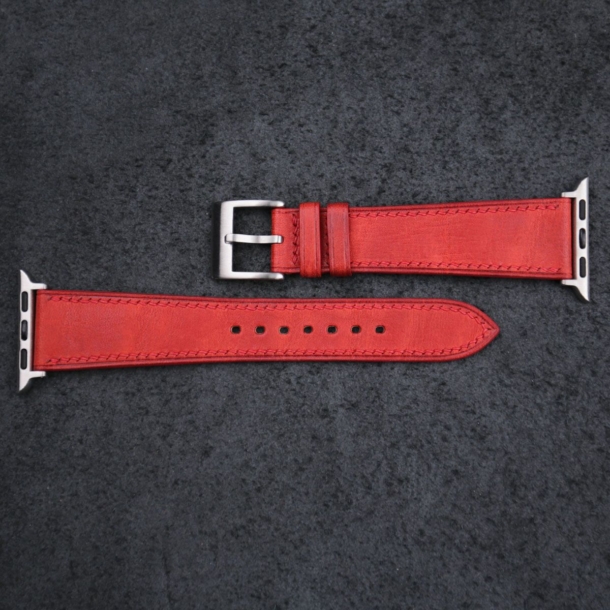 Red Maya Leather Apple Watch Band - Image 4