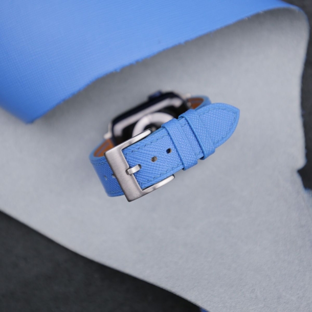 Baby Blue Saffiano Leather Apple Watch Band - Image 2
