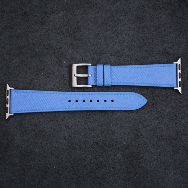 Baby Blue Saffiano Leather Apple Watch Band - Image 4