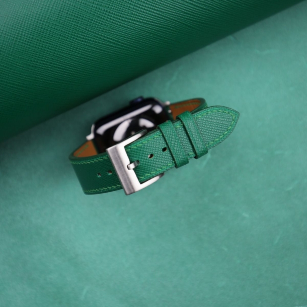Green Saffiano Leather Apple Watch Band - Image 2