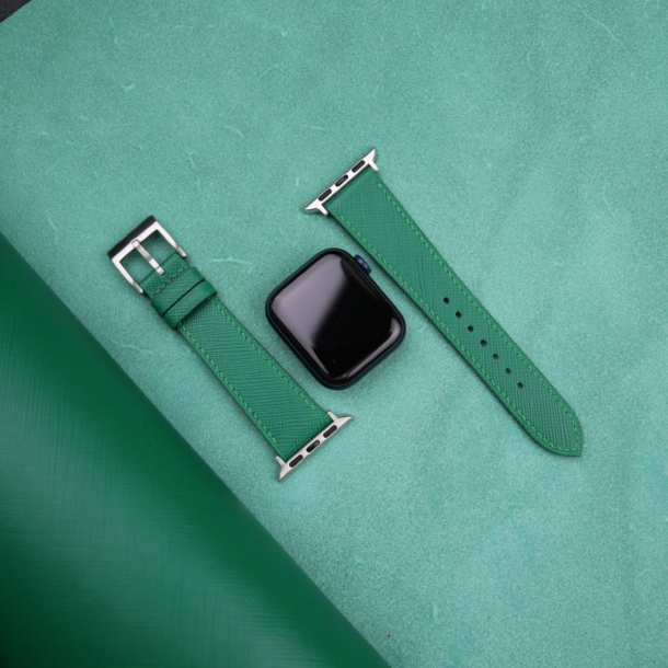 Green Saffiano Leather Apple Watch Band - Image 3