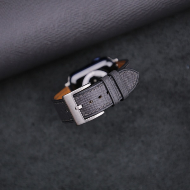 Gray Saffiano Leather Apple Watch Band - Image 2