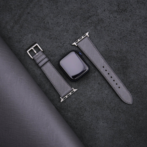 Gray Saffiano Leather Apple Watch Band - Image 3