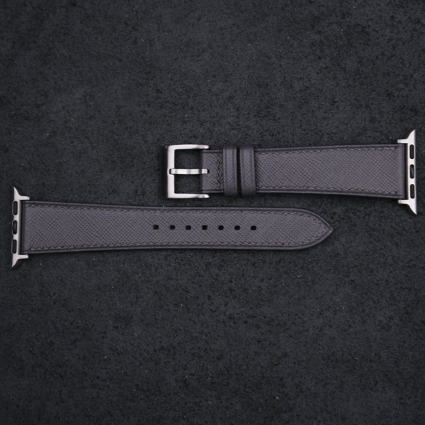 Gray Saffiano Leather Apple Watch Band - Image 4