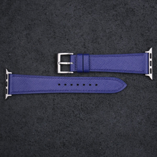 Blue Saffiano Leather Apple Watch Band - Image 4