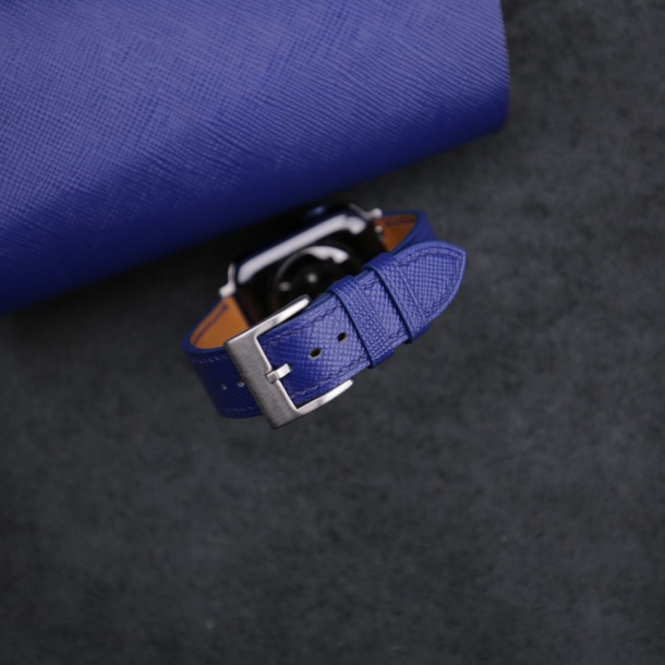 Blue Saffiano Leather Apple Watch Band - Image 2