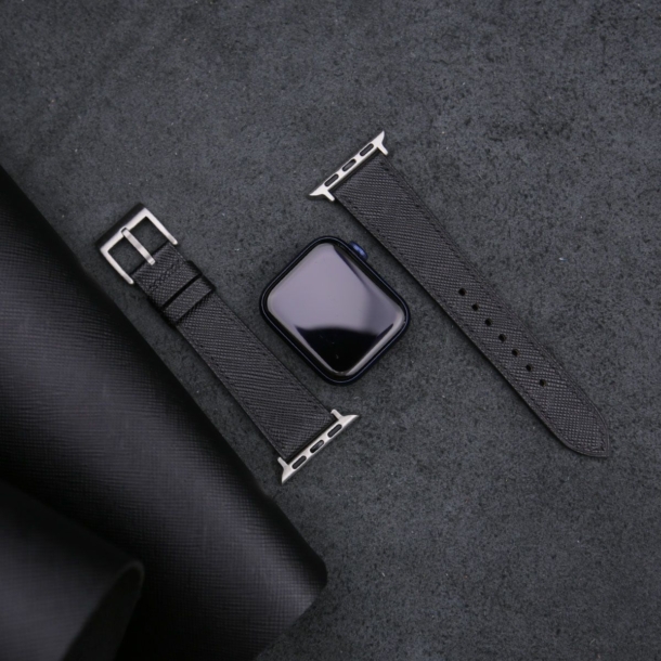 Black Saffiano Leather Apple Watch Band - Image 3