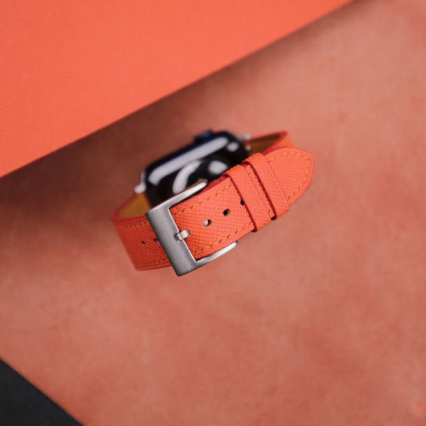 Orange Saffiano Leather Apple Watch Band - Image 2