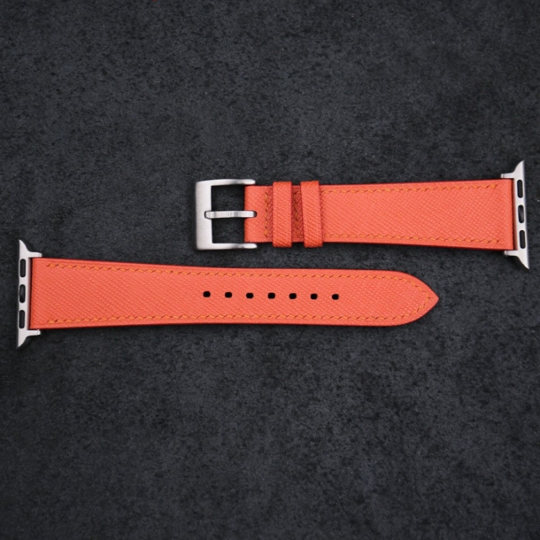 Orange Saffiano Leather Apple Watch Band - Image 4