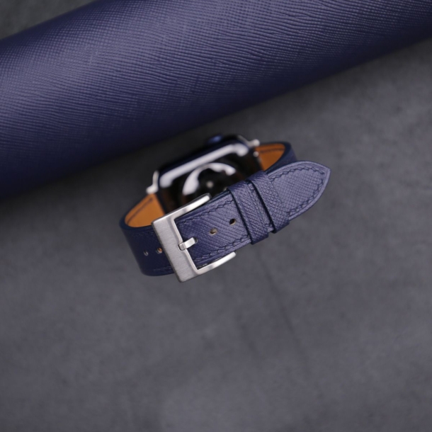 Navy Saffiano Leather Apple Watch Band - Image 2