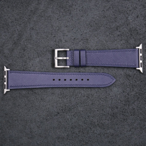 Navy Saffiano Leather Apple Watch Band - Image 4