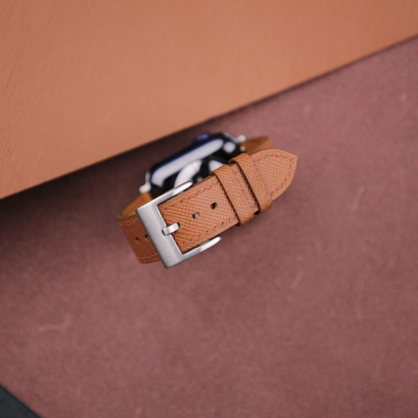Golden Brown Saffiano Leather Apple Watch Band - Image 2