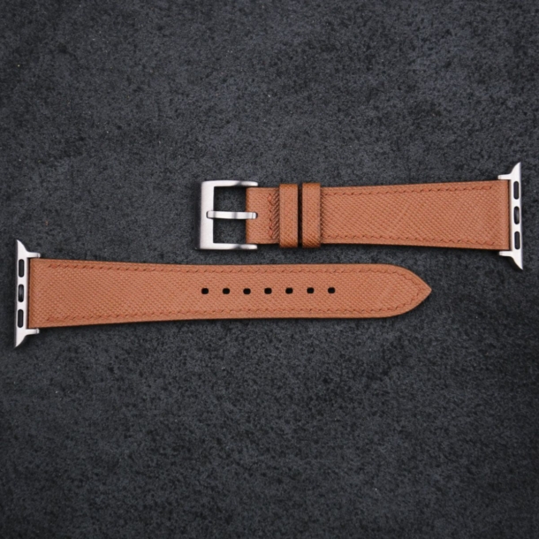 Golden Brown Saffiano Leather Apple Watch Band - Image 4