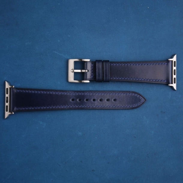 Dark Blue Shell Cordovan Leather Apple Watch Band 4 Dark Blue Shell Cordovan Leather Apple Watch Band - Image 4