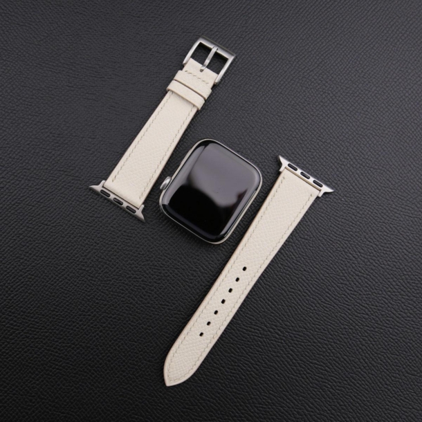Snow Epsom Calf Leather Apple Watch Band - Image 3