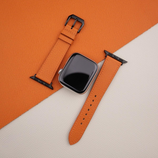 Orange Epsom Calf Leather Apple Watch Band - Image 3