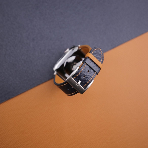 Navy Golden Epsom Calf Leather Apple Watch Band - Image 2