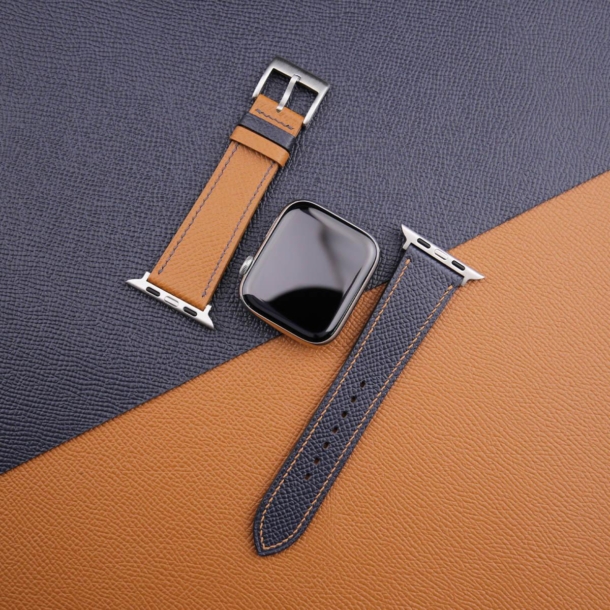 Navy Golden Epsom Calf Leather Apple Watch Band - Image 3