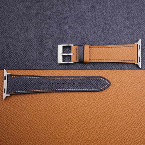 Navy Golden Epsom Calf Leather Apple Watch Band - Image 4
