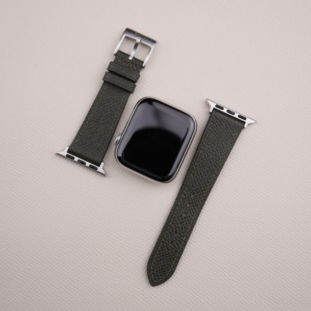 Olive Epsom Calf Leather Apple Watch Band - Image 3