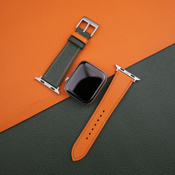 Forest Orange Epsom Calf Leather Apple Watch Band - Image 3