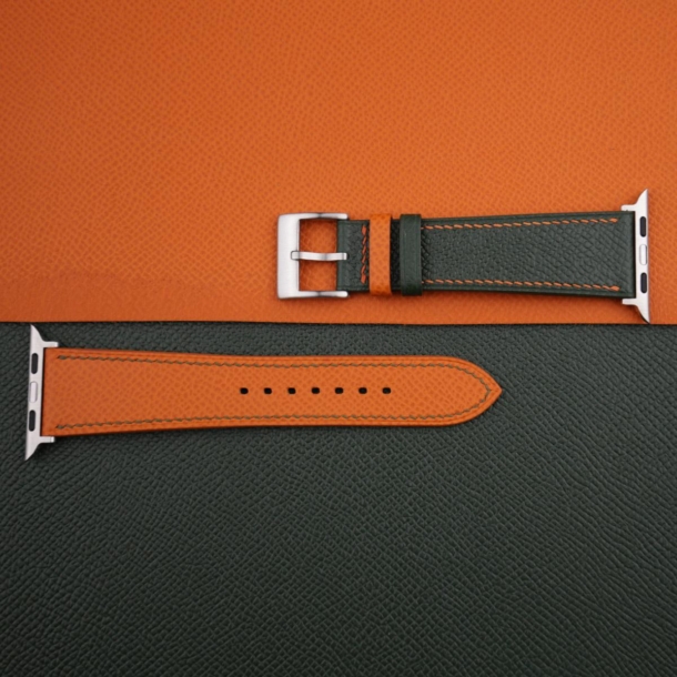Forest Orange Epsom Calf Leather Apple Watch Band - Image 4