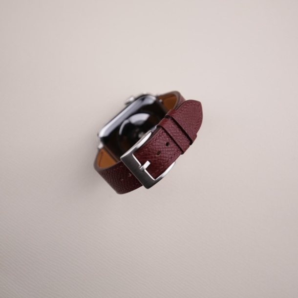 Burgundy Epsom Calf Leather Apple Watch Band - Image 2