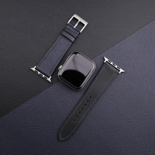Black Navy Epsom Calf Leather Apple Watch Band - Image 3