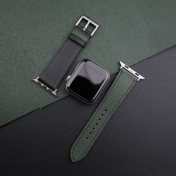 Black Green Epsom Calf Leather Apple Watch Band - Image 3