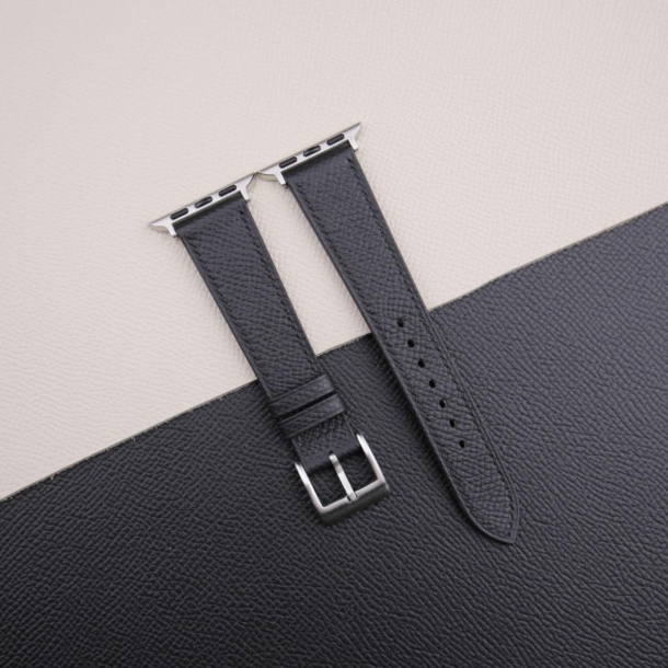 Black Epsom Calf Leather Apple Watch Band