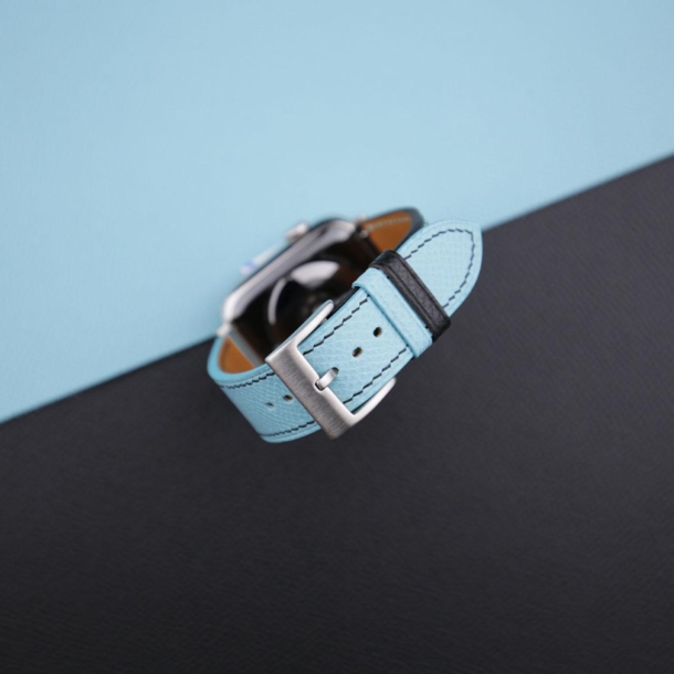 Turquoise Navy Epsom Calf Leather Apple Watch Band