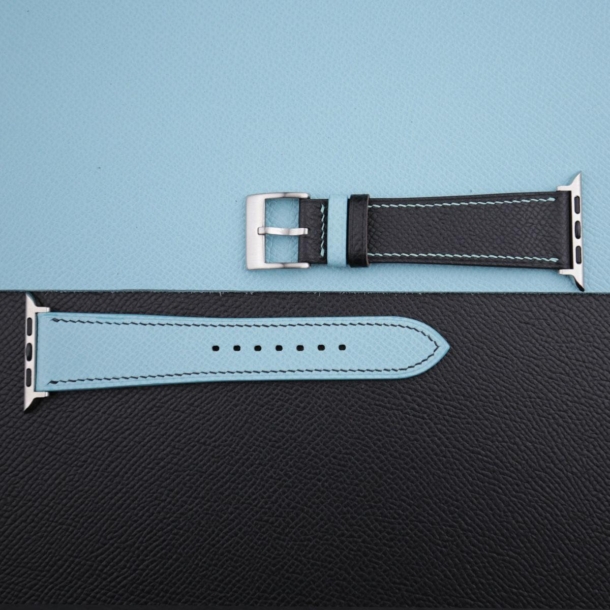 Turquoise Navy Epsom Calf Leather Apple Watch Band